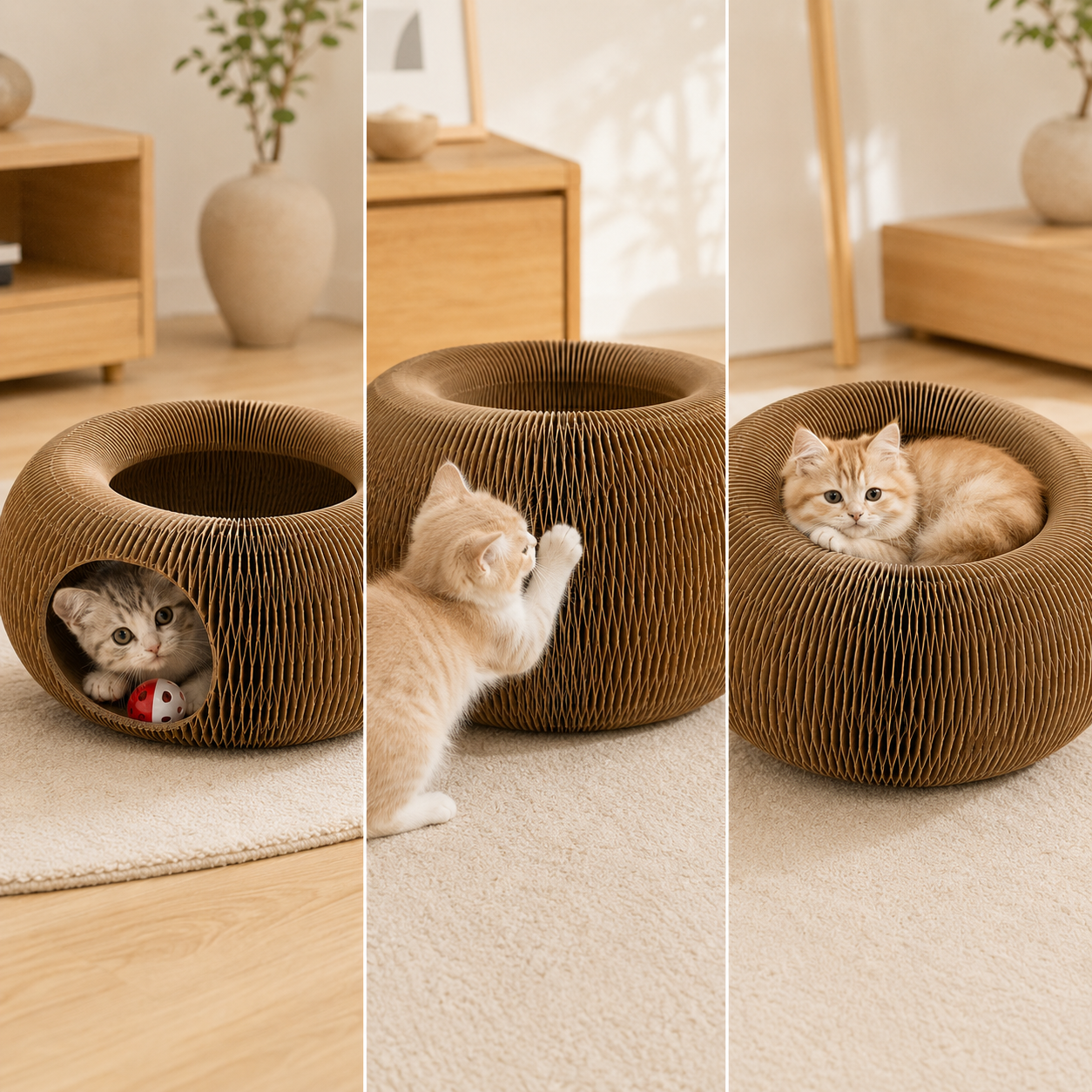 猫用トンネル爪とぎベッド