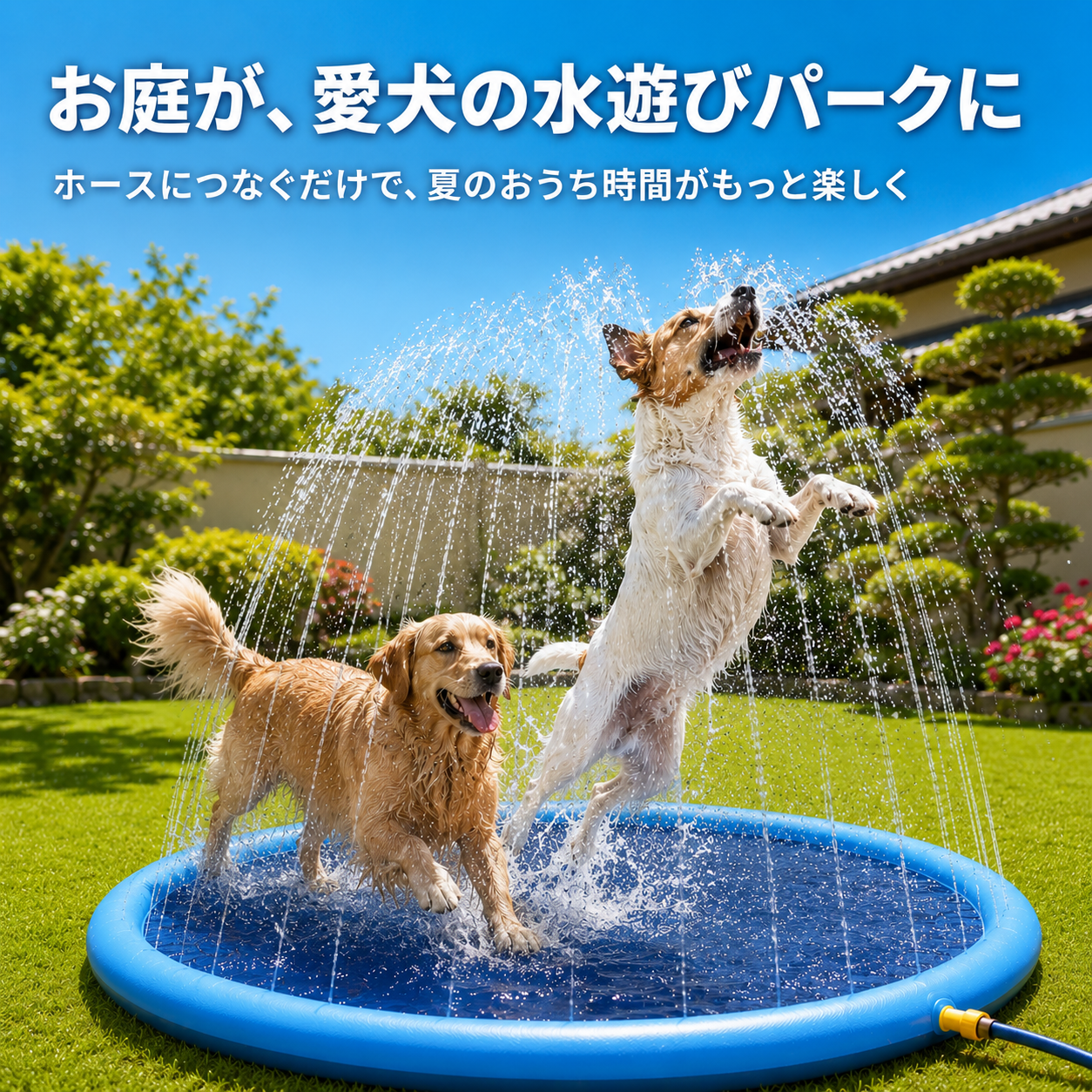 外周からシャワーが噴き出す様子