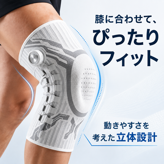 膝サポーター ダイヤル式｜階段・立ち座りの不安に 締め付けを微調整（男女兼用）