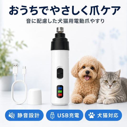 嫌がる爪切りをもっと穏やかに。犬猫用静音電動爪トリマー