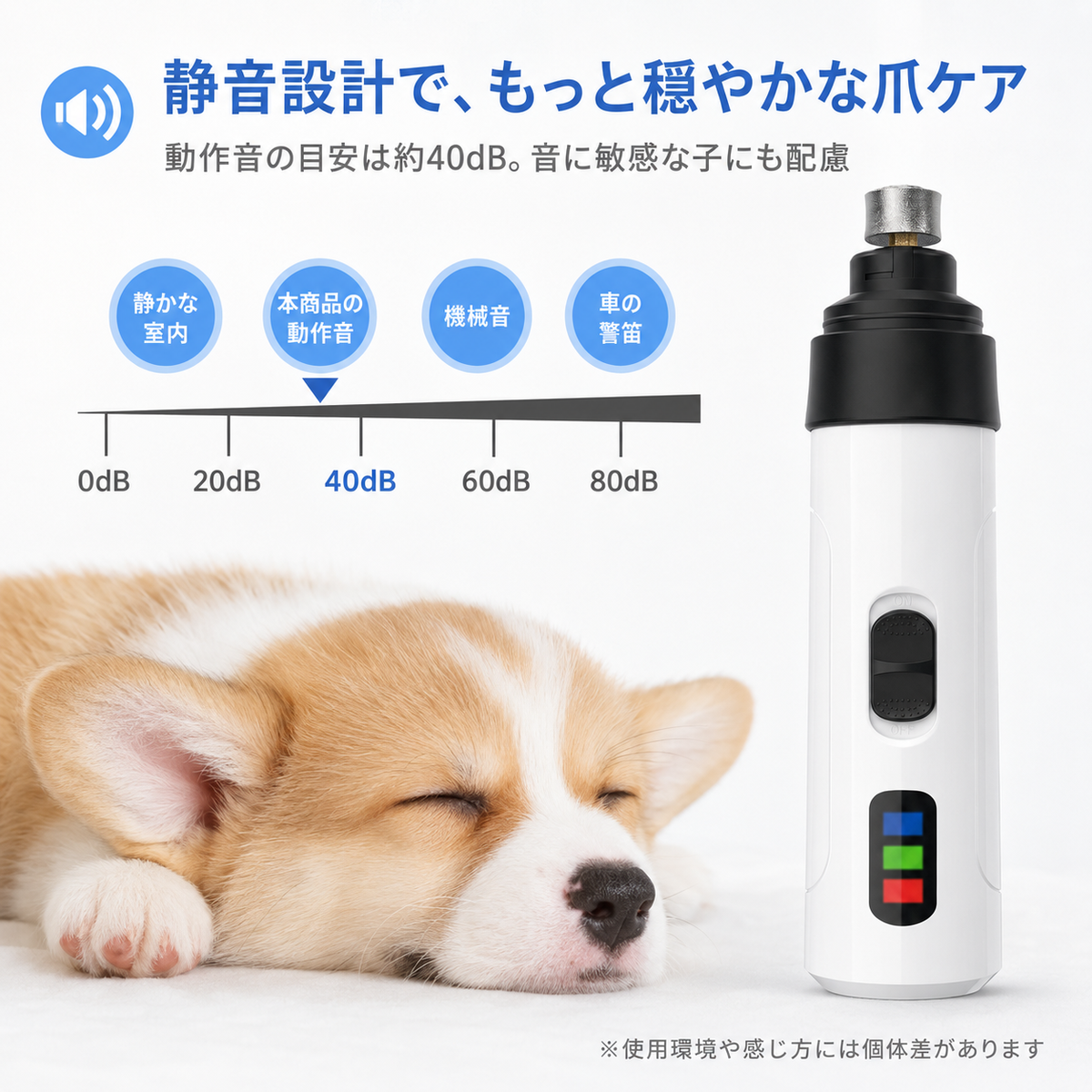 嫌がる爪切りをもっと穏やかに。犬猫用静音電動爪トリマー